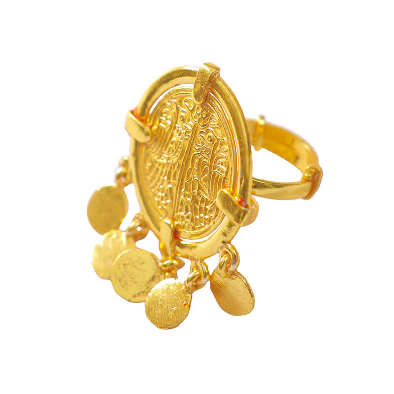 Shiny Oval Coin 21k Gold Ring – Andaaz Jewelers